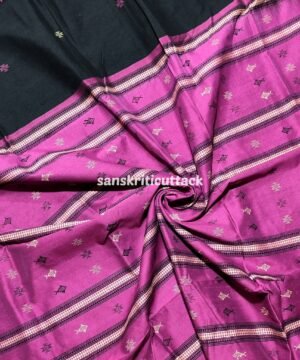 Black & Purple Handloom Kotpad Cotton Saree — Authentic Odisha Craft