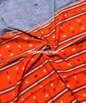 Lavender & Orange Handloom Kotpad Cotton Saree — Authentic Odisha Weave