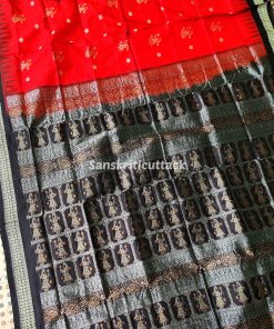 red black bomkai silk saree, Odisha handloom saree, traditional bomkai saree, buy bomkai pata saree, handcrafted bomkai silk, doll motif silk saree, red black pata saree, handwoven silk saree, authentic Odisha saree, bomkai saree online, buy Odisha handloom, elegant silk saree, festive bomkai saree, Indian handloom saree, silk saree with dolls, black red saree with kumbha, stylish bomkai silk, best bomkai saree, red and black saree, cultural bomkai saree, Odisha bomkai saree, bomkai saree with blouse, red silk saree, red and black silk saree, traditional Odisha handloom, saree for special occasions, festive handloom saree, Odisha silk saree, bomkai saree online shopping, handcrafted bomkai silk