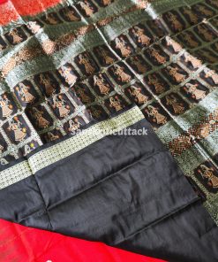 red black bomkai silk saree, Odisha handloom saree, traditional bomkai saree, buy bomkai pata saree, handcrafted bomkai silk, doll motif silk saree, red black pata saree, handwoven silk saree, authentic Odisha saree, bomkai saree online, buy Odisha handloom, elegant silk saree, festive bomkai saree, Indian handloom saree, silk saree with dolls, black red saree with kumbha, stylish bomkai silk, best bomkai saree, red and black saree, cultural bomkai saree, Odisha bomkai saree, bomkai saree with blouse, red silk saree, red and black silk saree, traditional Odisha handloom, saree for special occasions, festive handloom saree, Odisha silk saree, bomkai saree online shopping, handcrafted bomkai silk