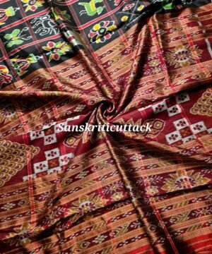 Black Maroon Nabakothi Khandua Silk Saree | Sanskriti Cuttack