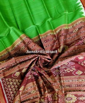 Parrot Green Khandua Silk Saree | Sanskriti Cuttack