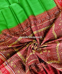Green Red Khandua Silk Saree | Sanskriti Cuttack