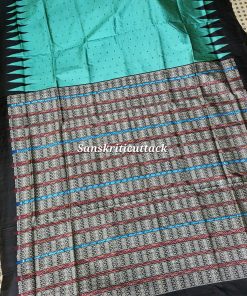 Texture view of premium handloom silk Bomkai saree showcasing fine weave and artisanal craftsmanship