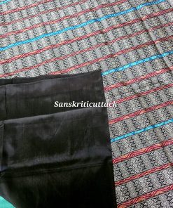 Unstitched blouse piece attached with authentic Sonepur Bomkai silk saree handwoven in Odisha