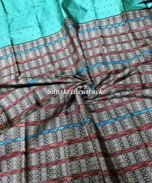 Handwoven Bomkai silk saree from Sonepur Odisha with temple border and traditional pallu design by Sanskriti Cuttack