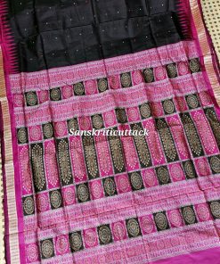 Pure silk texture of luxury Odisha Bomkai saree handwoven using extra weft technique