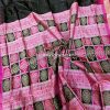 Black Pink Bomkai Silk Saree handwoven in Sonepur Odisha with pink rudraksh border and temple design by Sanskriti Cuttack