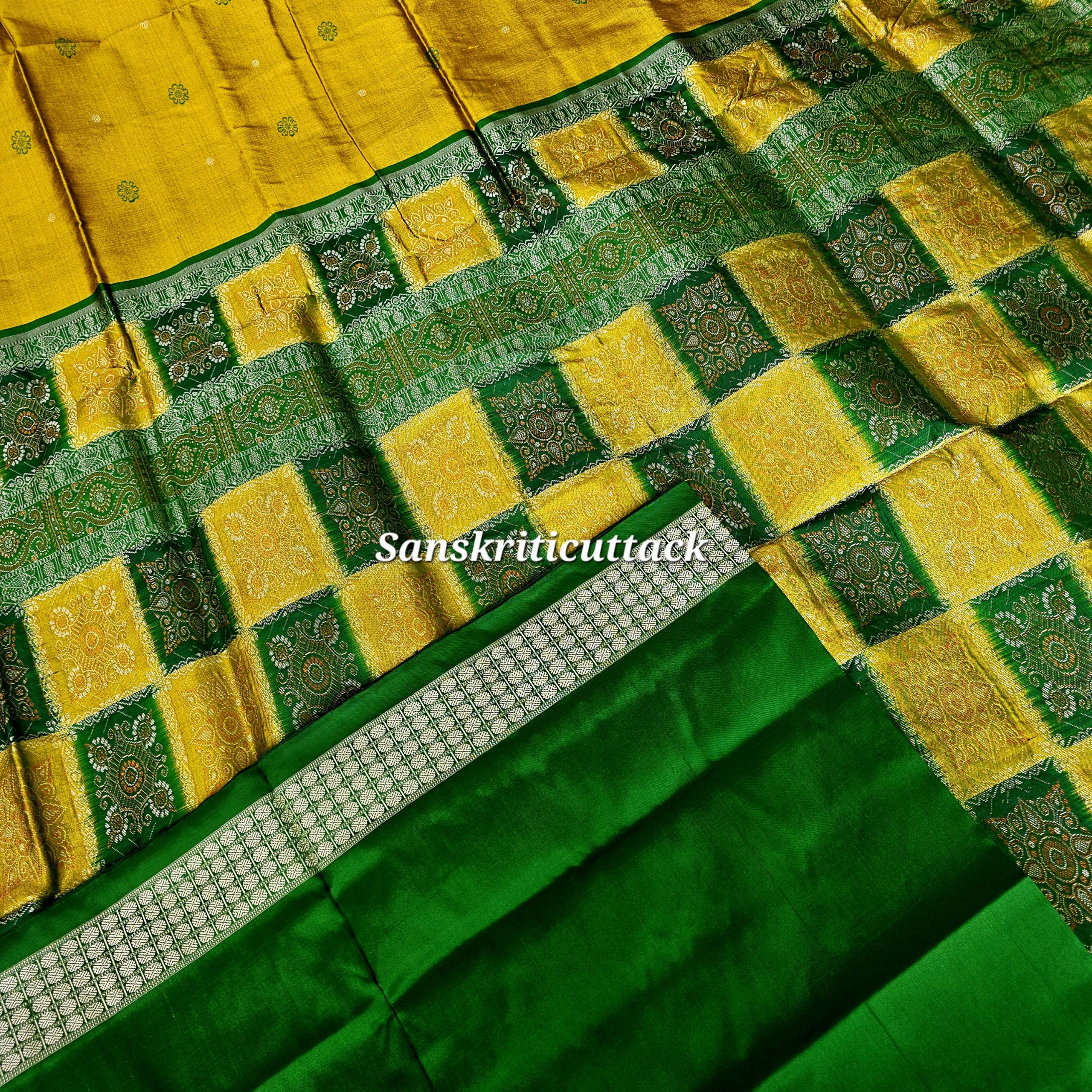 20260204_160045(1) Matching green silk blouse fabric attached with Bomkai handloom saree, premium Indian silk ensemble