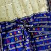 Royal Blue Ivory Bomkai Silk Saree handwoven in Sonepur Odisha with multicolor animal motif pallu and floral butis – Sanskriti Cuttack
