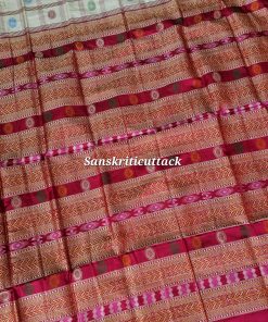 Detailed view of handcrafted Bomkai silk pallu from Sonepur Odisha