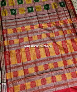 Luxury half half Bomkai silk saree with detailed body motifs and traditional Odisha handloom craftsmanship