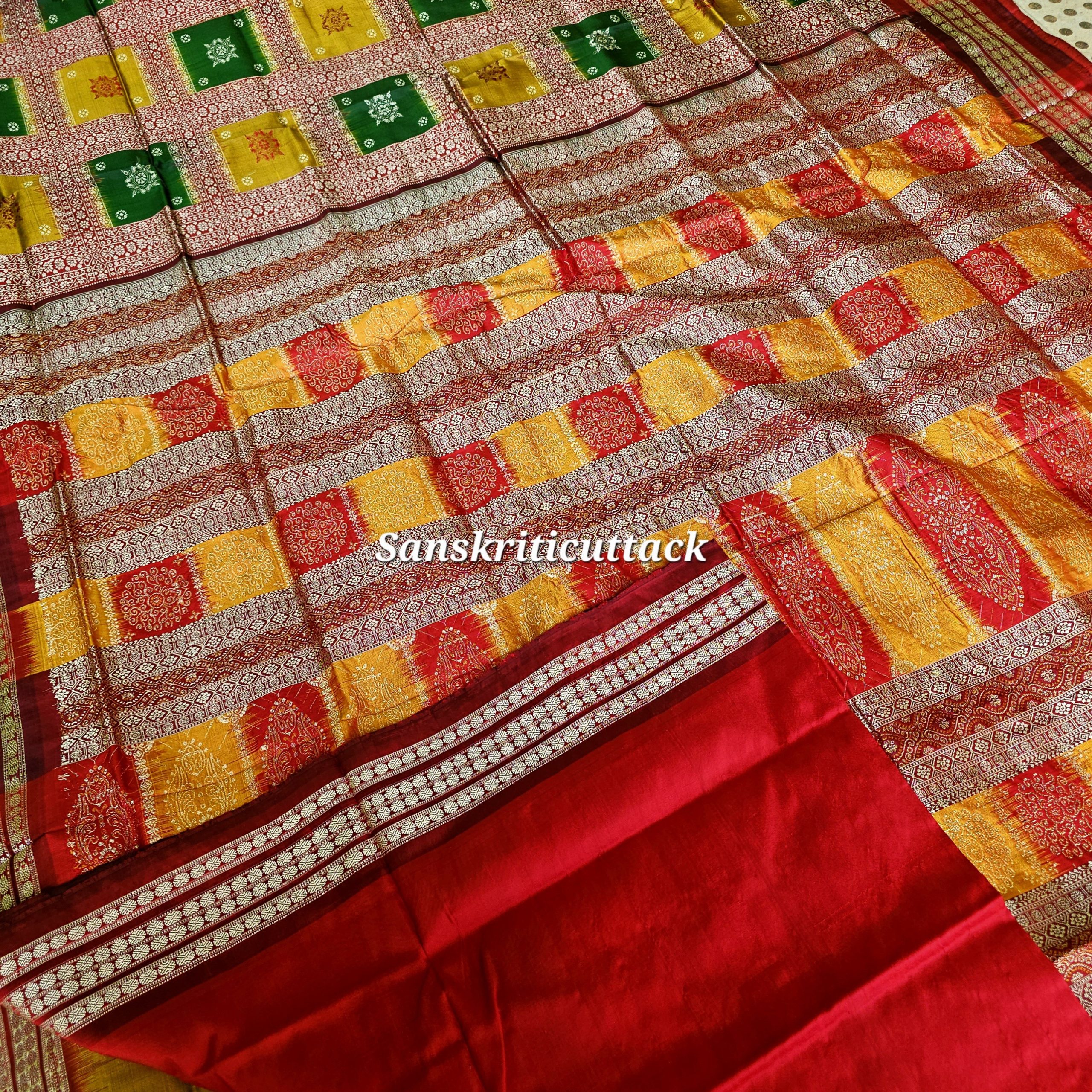 20260205_150719(1) Authentic Odisha handloom silk saree with traditional rudraksha border blouse piece