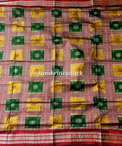 Traditional Indian heritage silk saree with half body Bomkai motifs and contrast woven panels