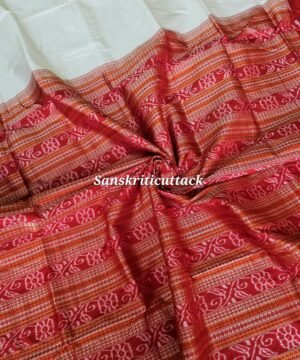 Buy Classic White Red Sambalpuri Silk Saree