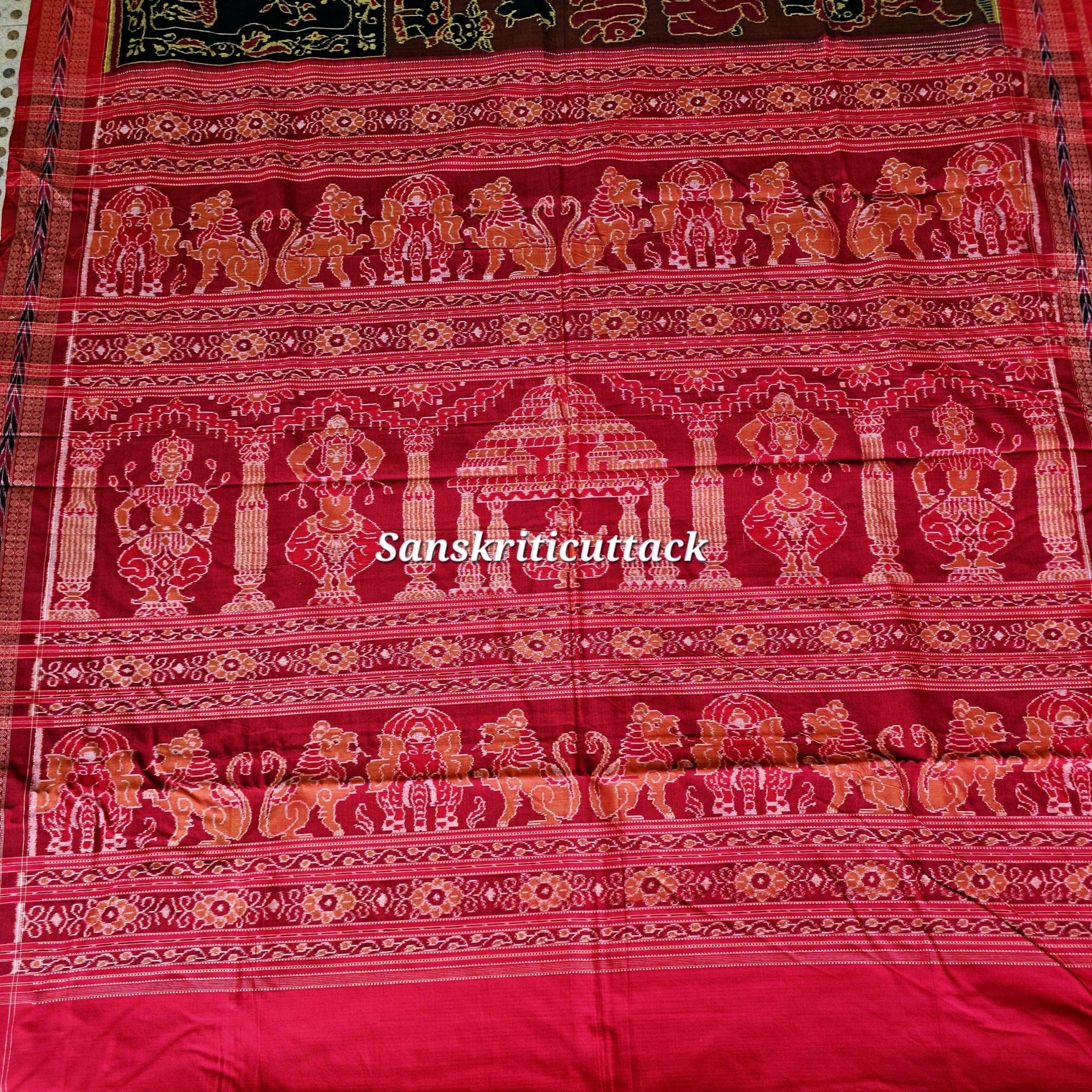 20260205_153416(1) Coffee Maroon Cartoon Ikat Sambalpuri Saree