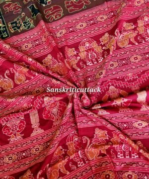 Coffee Maroon Cartoon Ikat Sambalpuri Saree