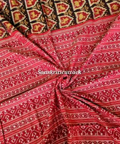 Coffee maroon Sambalpuri double ikat cotton saree with royal animal motifs
