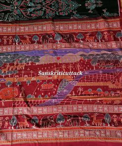 Odisha double ikat cotton saree with elephant and village motifs