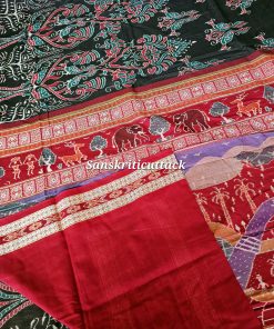 Authentic black maroon Bandha ikat saree with blouse piece