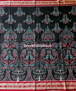 Luxury handwoven Sambalpuri saree black body maroon border