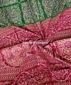 Traditional Sambalpuri Cotton Saree Green Maroon Handloom Ikat