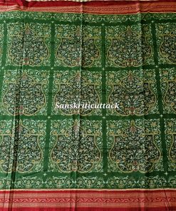 Traditional Sambalpuri Cotton Saree Green Maroon Handloom Ikat