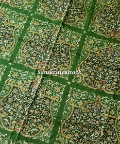 Traditional Sambalpuri Cotton Saree Green Maroon Handloom Ikat