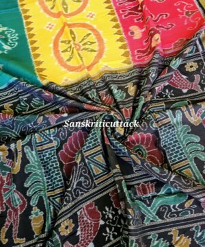 Tricolor Nuapatna Ikat Cotton Saree