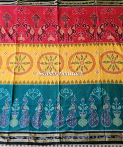 Tricolor Nuapatna Ikat Cotton Saree