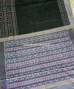 Black Grey Contemporary Ikat Cotton Saree by Sanskriti Cuttack
