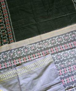 Black Grey Contemporary Ikat Cotton Saree by Sanskriti Cuttack