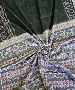 Black Grey Contemporary Ikat Cotton Saree by Sanskriti Cuttack