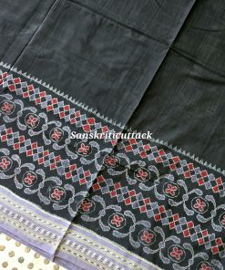 Black Grey Contemporary Ikat Cotton Saree by Sanskriti Cuttack