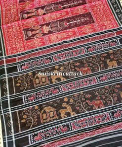 Maroon Black Nuapatna Ikat Cotton Saree
