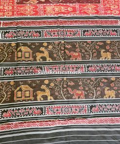 Maroon Black Nuapatna Ikat Cotton Saree