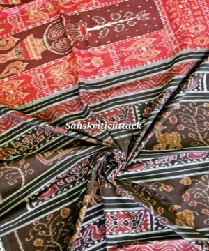 Maroon Black Nuapatna Ikat Cotton Saree