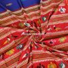 Ink Blue Red Yin Yang Habaspuri Cotton Saree