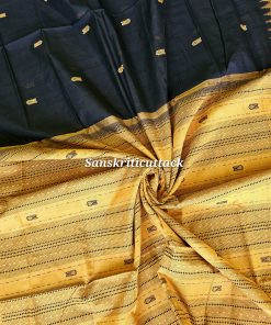 Black Phoda Kumbha Pure Cotton Saree by Sanskriti Cuttack