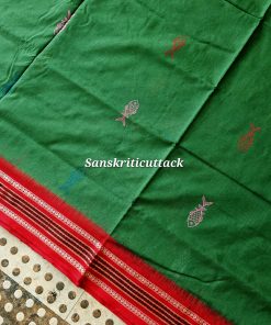 Red Pallu with Yin Yang and Bird Motifs